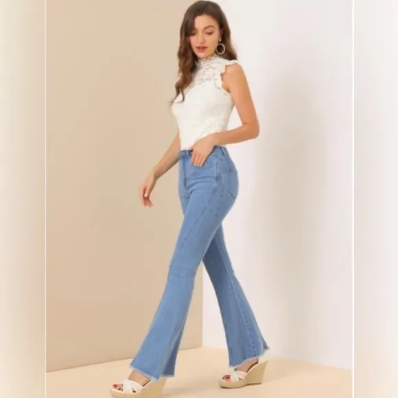 NWT! Allegra K Women's Vintage Flare High Waist Stretch Denim Bell Bottoms XS