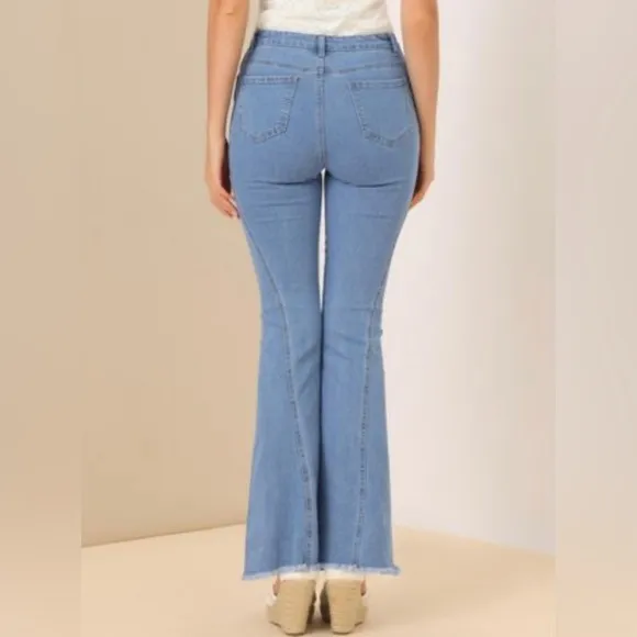 NWT! Allegra K Women's Vintage Flare High Waist Stretch Denim Bell Bottoms XS