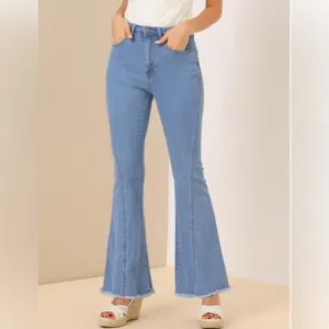 NWT! Allegra K Women's Vintage Flare High Waist Stretch Denim Bell Bottoms XS