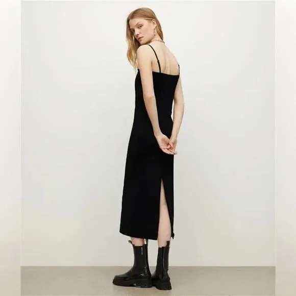 NWT AllSaints Charlie Convertible Black Midi Dress Size 4