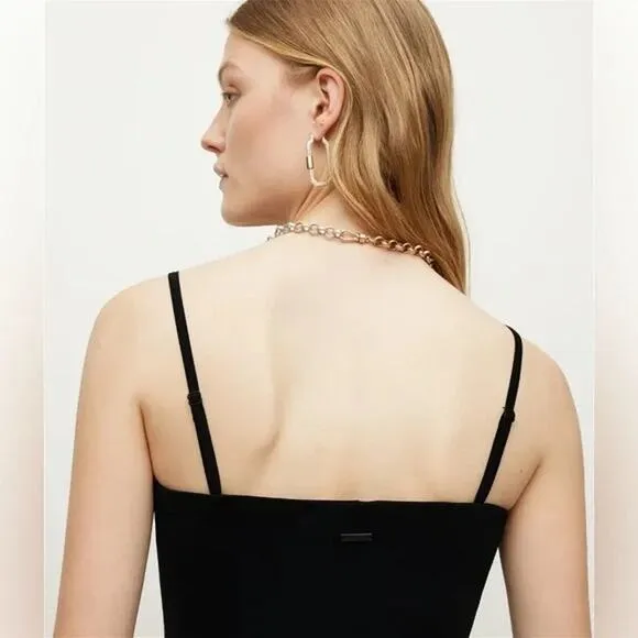 NWT AllSaints Charlie Convertible Black Midi Dress Size 4