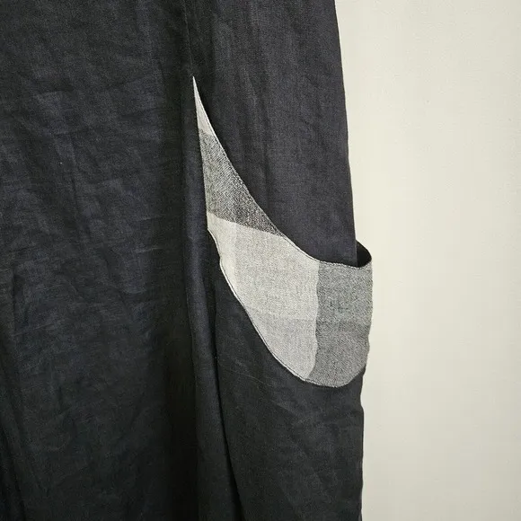 NWT Animale Black Luxury Linen Tank Dress Size US 10 Pockets Asymmetrical Hem
