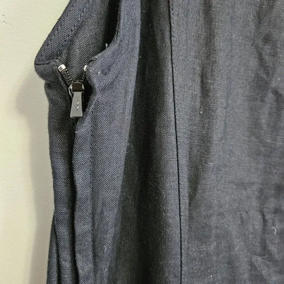 NWT Animale Black Luxury Linen Tank Dress Size US 10 Pockets Asymmetrical Hem