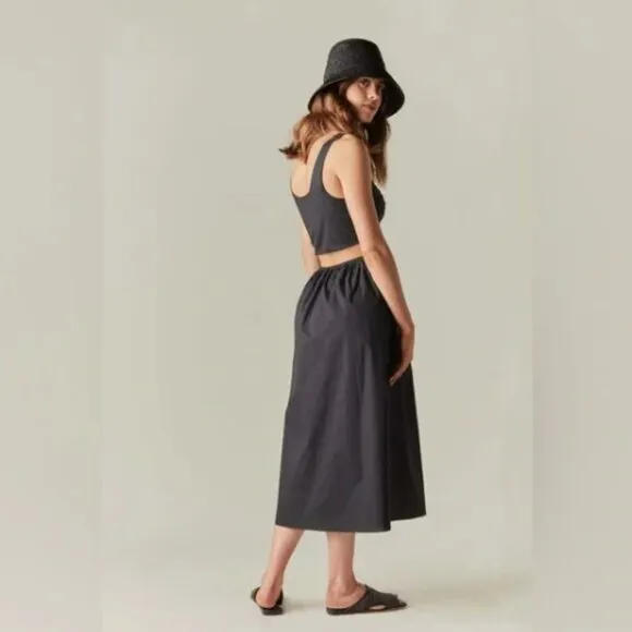 NWT Anine Bing Dione Black Cotton Cutout Midi Dress