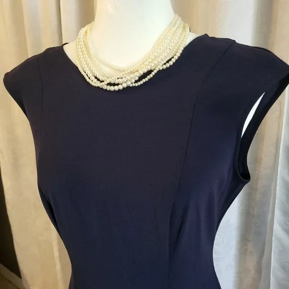 NWT Ann Taylor Women  Midi Flare Dress, Size 4,Color Navy Blue, Career, Business