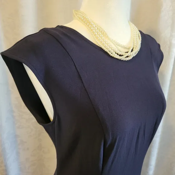 NWT Ann Taylor Women  Midi Flare Dress, Size 4,Color Navy Blue, Career, Business