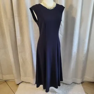 NWT Ann Taylor Women  Midi Flare Dress, Size 4,Color Navy Blue, Career, Business