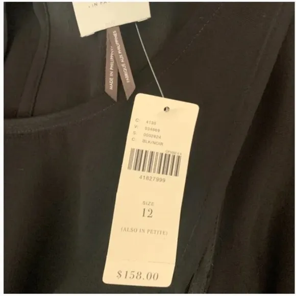 NWT Anthropologie dress Black sheath Y2K 90s minimalist sleeveless crepe sz 12