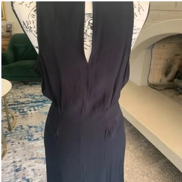 NWT Anthropologie dress Black sheath Y2K 90s minimalist sleeveless crepe sz 12