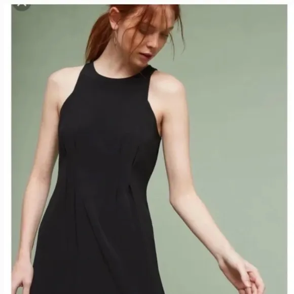 NWT Anthropologie dress Black sheath Y2K 90s minimalist sleeveless crepe sz 12