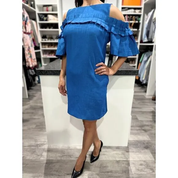 NWT Badgley Mischka Blue Luxury Sheath Dress $440