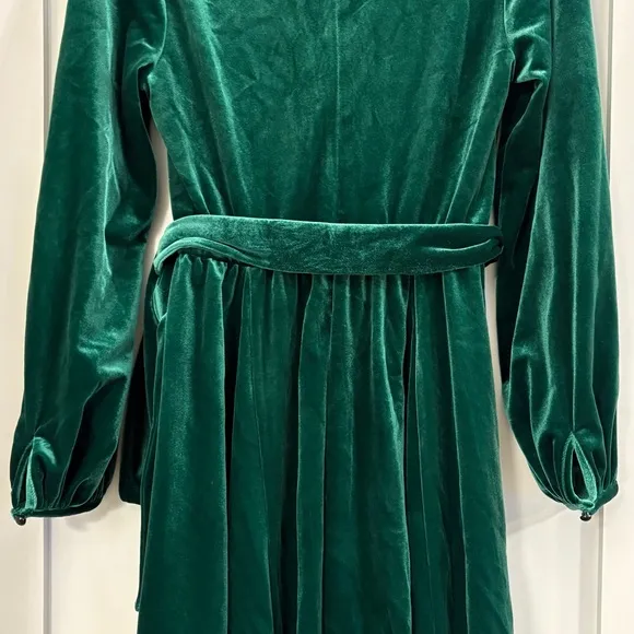 NWT Badgley Mischka Harmony Long Sleeve Sash Belt Stretch Velvet Dress size 6