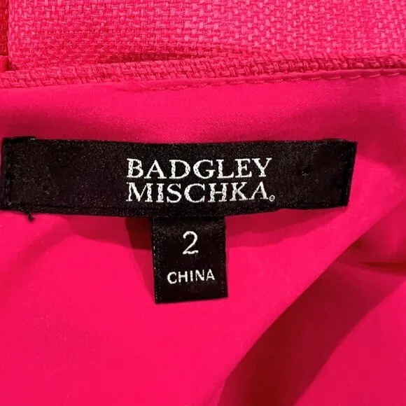 NWT Badgley Mischka Pink Luxury Barbiecore Sheath Dress $440