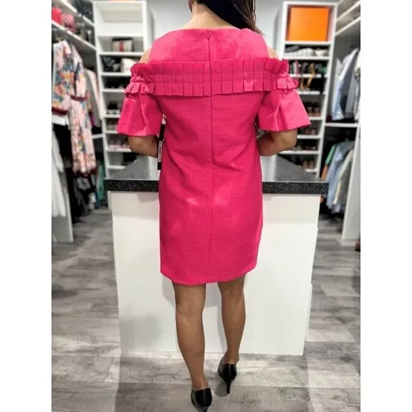 NWT Badgley Mischka Pink Luxury Barbiecore Sheath Dress $440