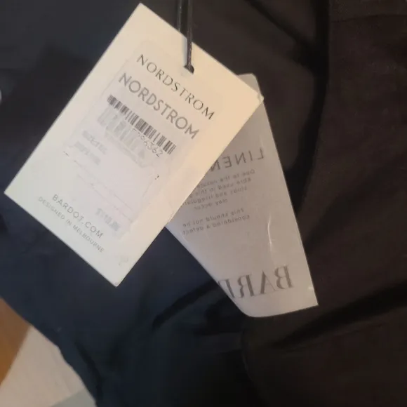 NWT BARDOT Black Linen Bodycon Sheath Midi Dress Size 10 Minimalist Neutral