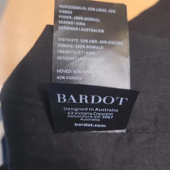 NWT BARDOT Black Linen Bodycon Sheath Midi Dress Size 10 Minimalist Neutral