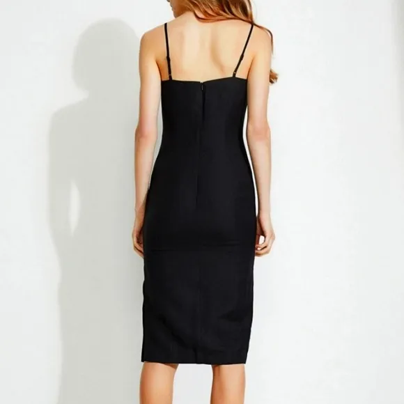 NWT BARDOT Black Linen Bodycon Sheath Midi Dress Size 10 Minimalist Neutral