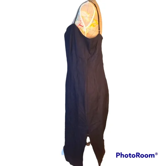 NWT BARDOT Black Linen Bodycon Sheath Midi Dress Size 10 Minimalist Neutral