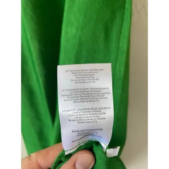NWT BAUM UND PFERDGARTEN ANTOYA Kelly Green Midi Slip Dress Minimalist Lagenlook