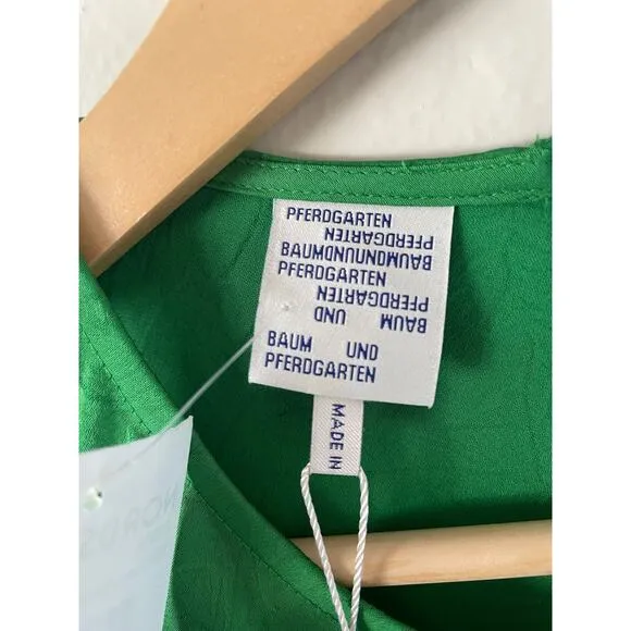 NWT BAUM UND PFERDGARTEN ANTOYA Kelly Green Midi Slip Dress Minimalist Lagenlook