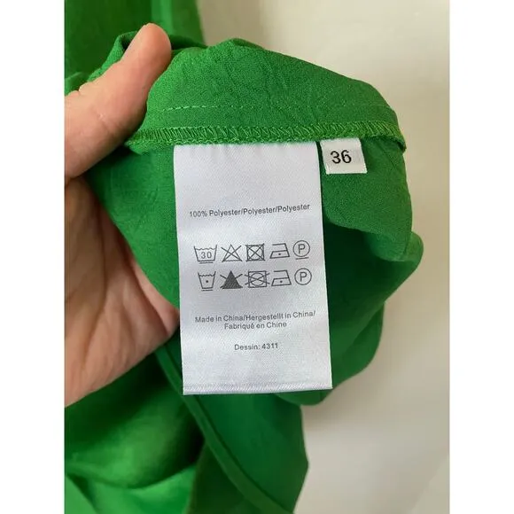 NWT BAUM UND PFERDGARTEN ANTOYA Kelly Green Midi Slip Dress Minimalist Lagenlook