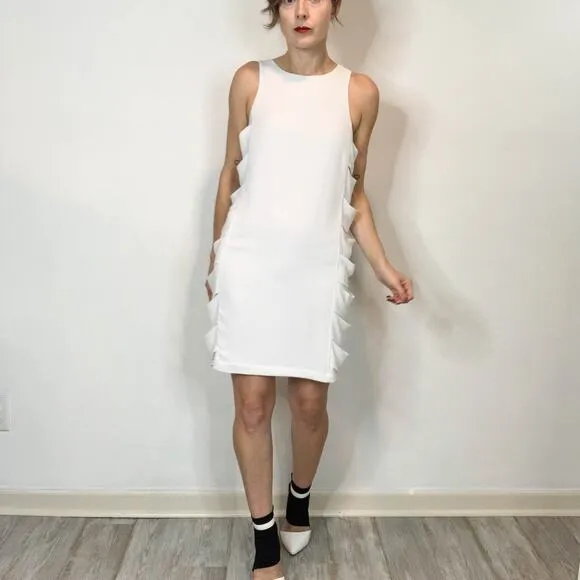 NWT BCBGMAXAZRIA Eren strappy shift dress white minimalist avant-garde 2575