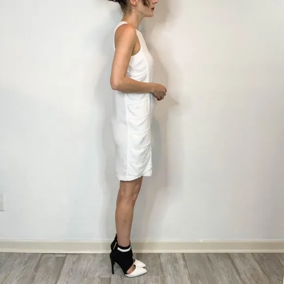 NWT BCBGMAXAZRIA Eren strappy shift dress white minimalist avant-garde 2575