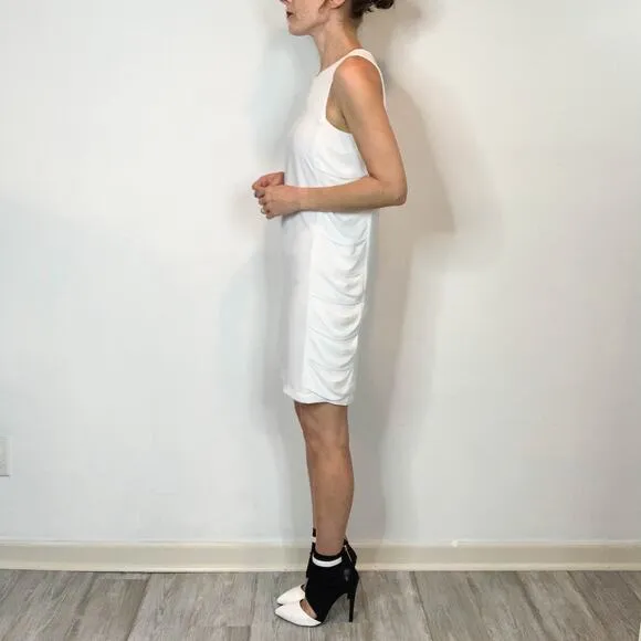 NWT BCBGMAXAZRIA Eren strappy shift dress white minimalist avant-garde 2575