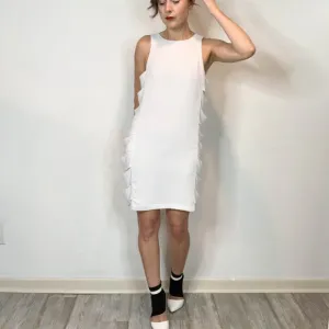 NWT BCBGMAXAZRIA Eren strappy shift dress white minimalist avant-garde 2575