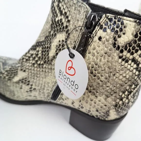 NWT Blondo Waterproof Snakeskin Side Zip Ankle Boots Size 7.5