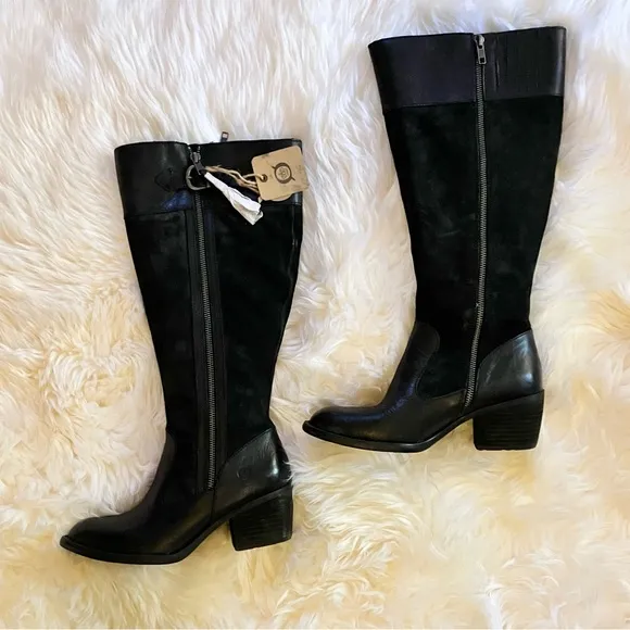 NWT Born Uchee Suede and Leather Boot in Black Sz 6.5.