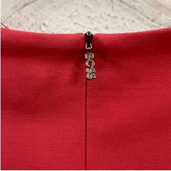 NWT BOSS salmon square neck short minimalist dress