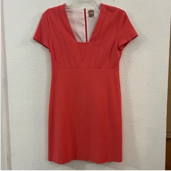 NWT BOSS salmon square neck short minimalist dress