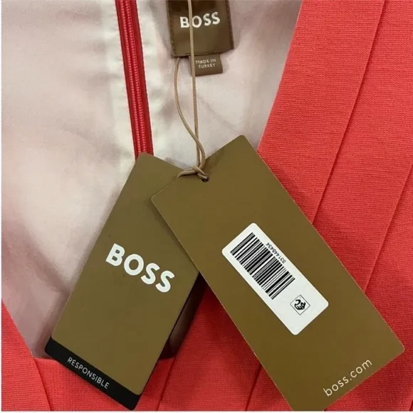 NWT BOSS salmon square neck short minimalist dress