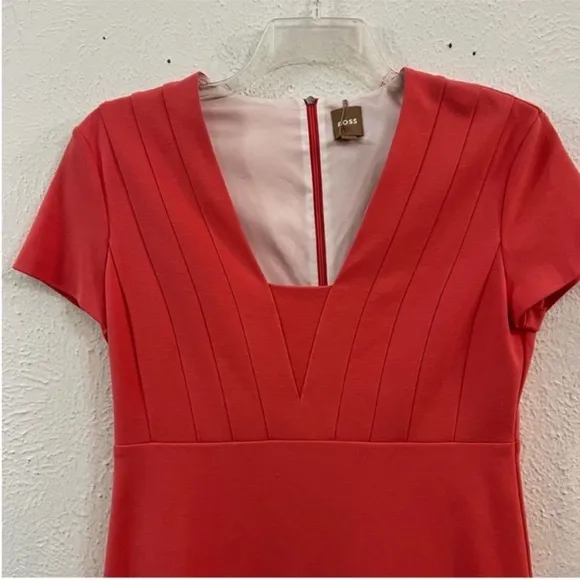 NWT BOSS salmon square neck short minimalist dress