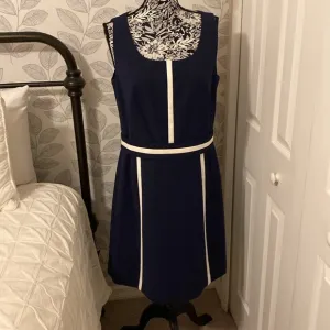 NWT Brooks Brothers Red Fleece navy &amp; white belted sleeveless sheath dress