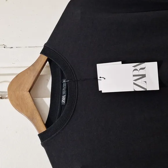 NWT CHARCOAL MINIMALIST OVERSIZED WASHED EFFECT INTERLOCK DRESS