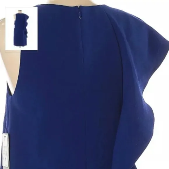 NWT! Chelsa28 Luxury Elegant Royal Blue Sleeveless One Side Ruffle Dress