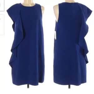 NWT! Chelsa28 Luxury Elegant Royal Blue Sleeveless One Side Ruffle Dress