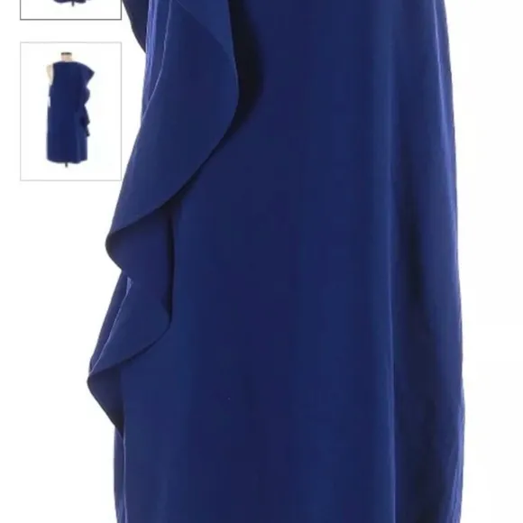 NWT! Chelsa28 Luxury Elegant Royal Blue Sleeveless One Side Ruffle Dress