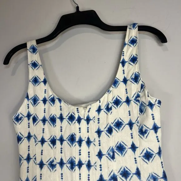 NWT CHRISTIAN LACROIX linen geometric Print Sleeveless fit flare Dress XS $498