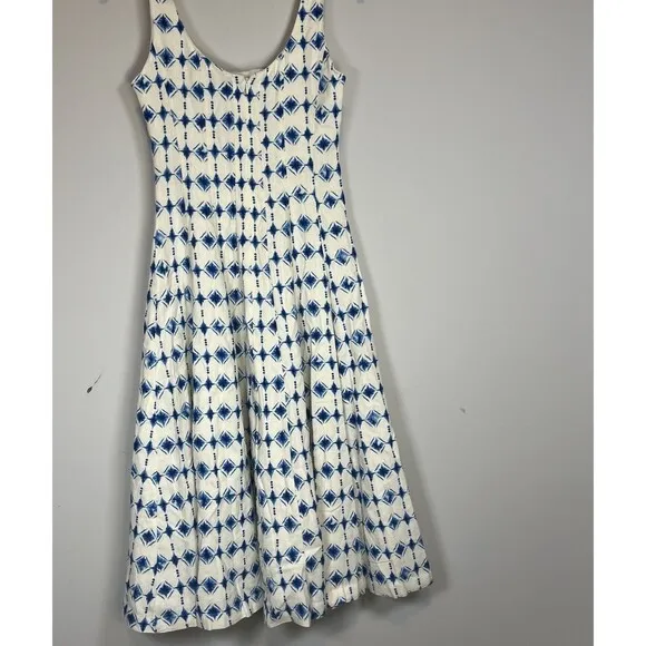 NWT CHRISTIAN LACROIX linen geometric Print Sleeveless fit flare Dress XS $498
