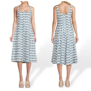 NWT CHRISTIAN LACROIX linen geometric Print Sleeveless fit flare Dress XS $498