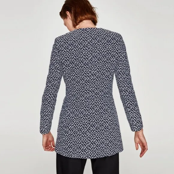 NWT classic minimalist Zara tweed frock coat