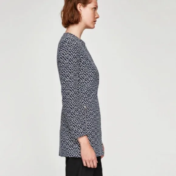 NWT classic minimalist Zara tweed frock coat