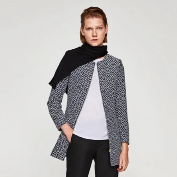 NWT classic minimalist Zara tweed frock coat