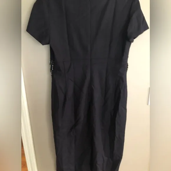 NWT  CLIPS RICAMO AMANO Wool Black Italian Embellished Dress  Size 16 $683