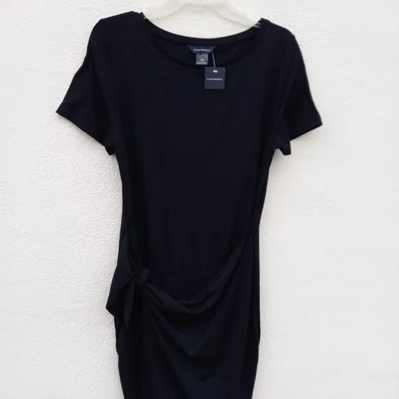 NWT Club Monaco Black Sarong Tie Dress Size L Classic Minimalist Versatile