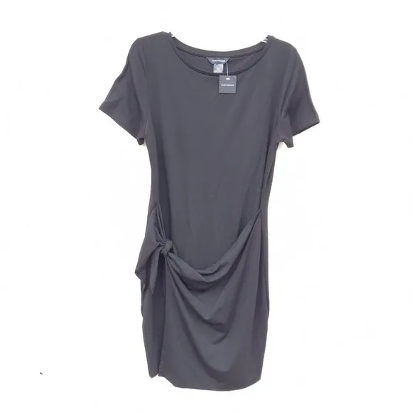 NWT Club Monaco Black Sarong Tie Dress Size L Classic Minimalist Versatile