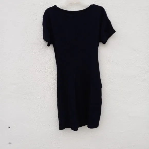 NWT Club Monaco Black Sarong Tie Dress Size L Classic Minimalist Versatile